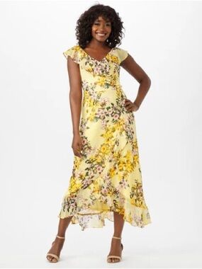 London Times Yellow floral Dress
